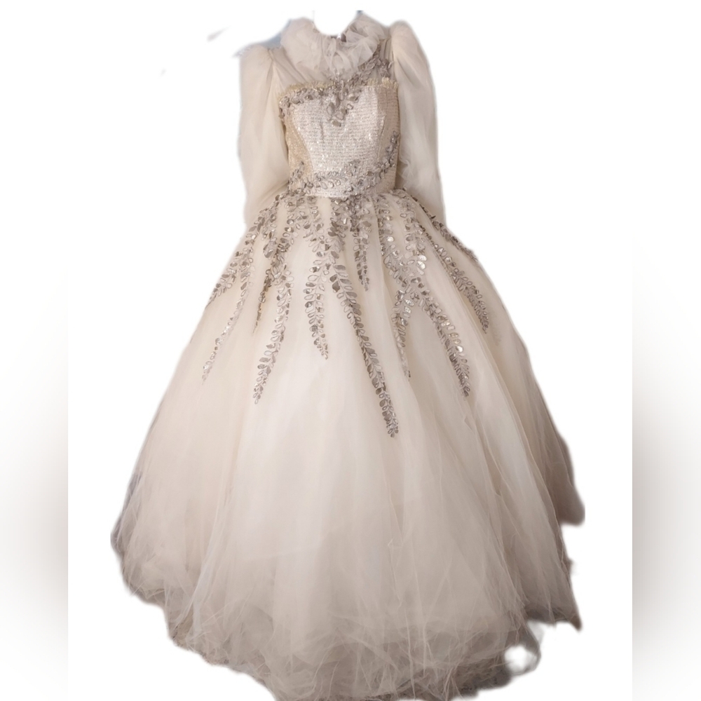 *$16,000 NEW OSCAR DE LA RENTA SILK TULLE GOLDEN FERN LEAF RUNWAY GOWN US S - Picture 5 of 16